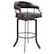 Armen Living Pharaoh Swivel 26" Auburn Bay and Brown Faux Leather Bar Stool 721535743292 - alternate 1
